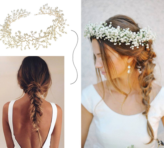dewdrop garland silver gold pearl headpiece headdress headband bridal accessories style styling