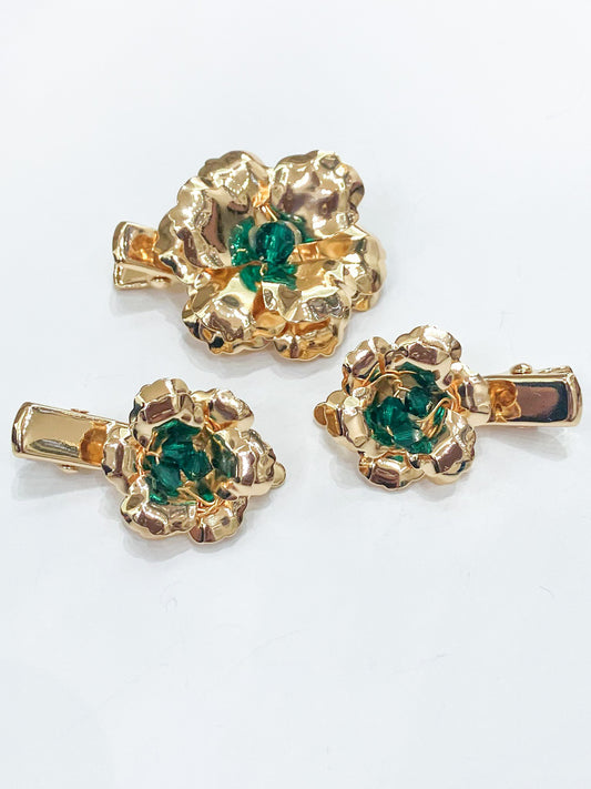 Flora Emerald Clips