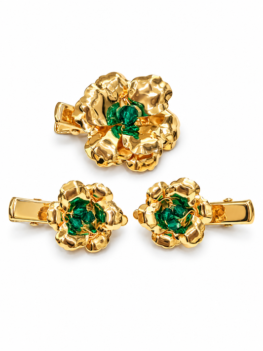 Flora Emerald Clips