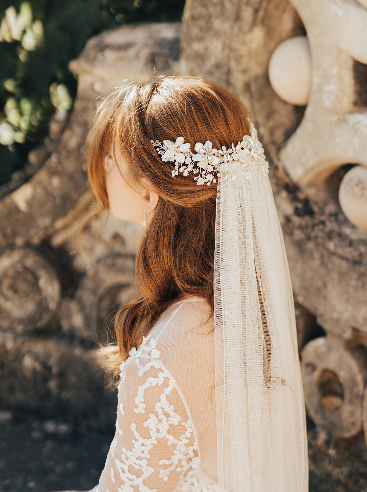 Titania Silver Headpiece - Bridal Accessory Featuring Freshwater Pearls 