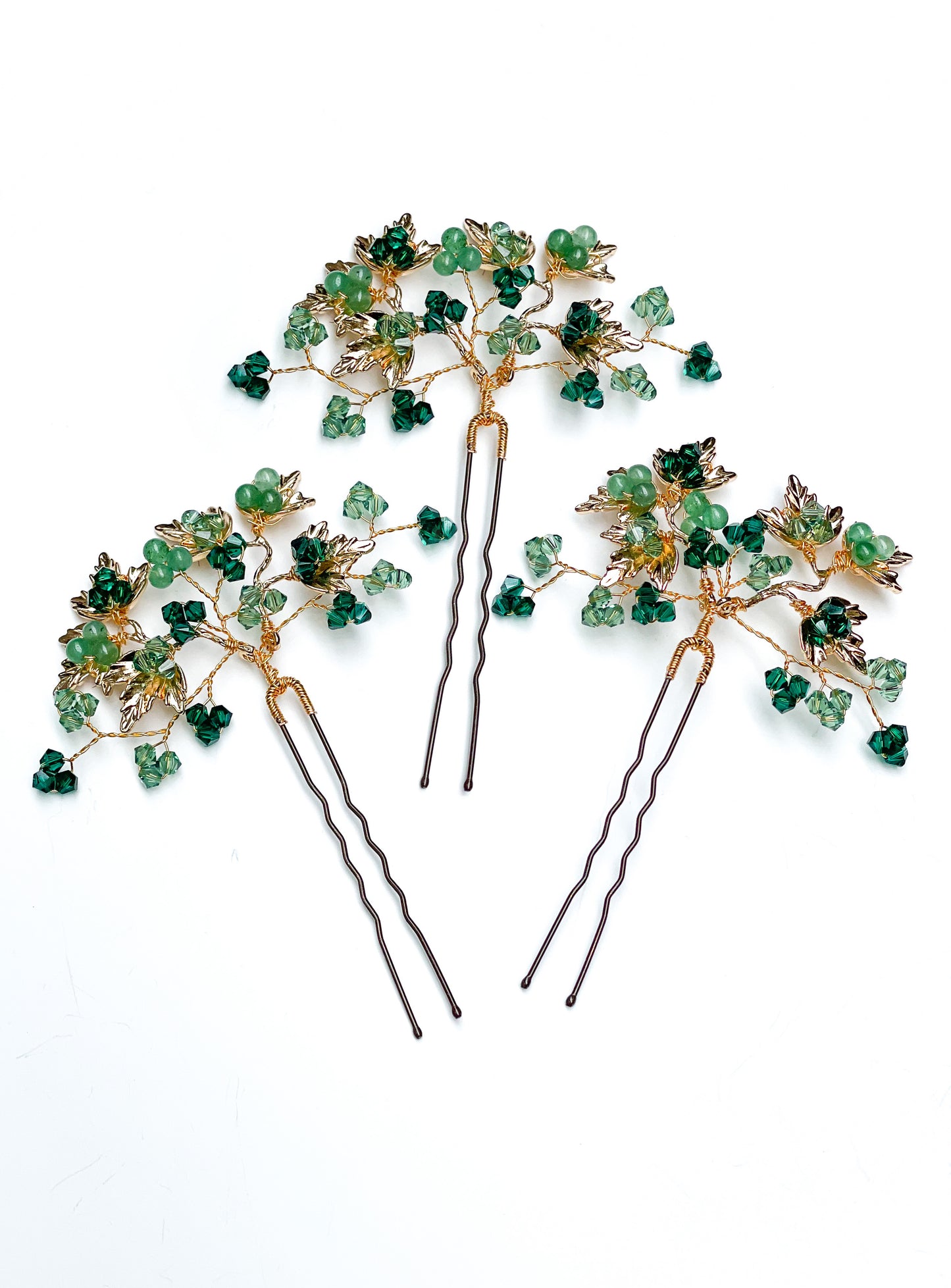 Ivy Emerald Hairpins